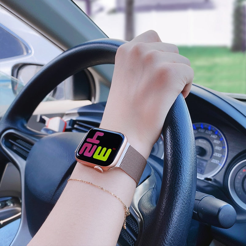 Magnetic Loop Strap For Apple watch Band 44mm 40mm 45mm 41mm 42mm 38mm Stainless steel correa bracelet iWatch serie 3 4 5 6 se 7